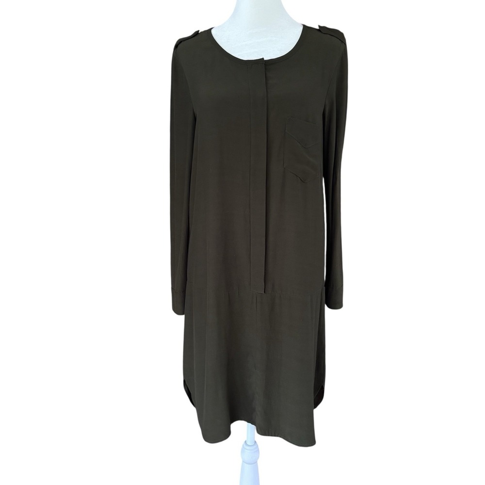 Madewell Olive Green Military Button Up Shirt Shift Dress Women's XS Goblin Core